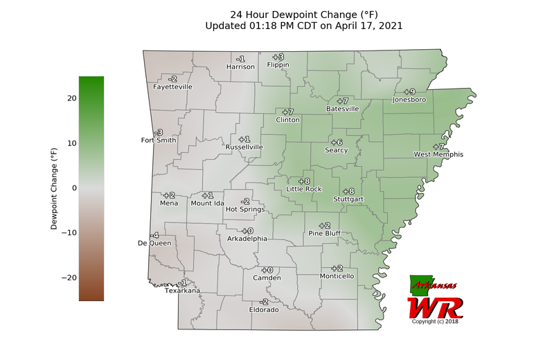 24 hour dewpoint change